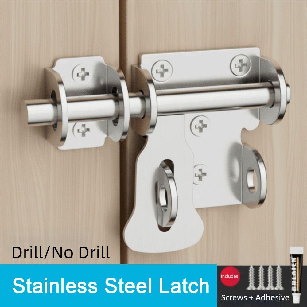 Stainless Steel Stainless Steel Door Latch With Screws Gate Safety Lock Bathroom Door