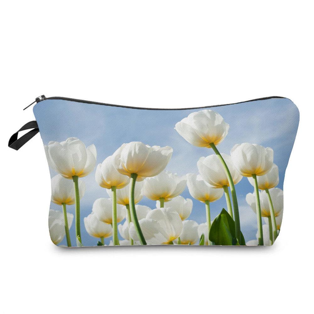 Damen Blumenmuster Kosmetiktasche Toilettenartikel Organizer Reiseaufbewahrungskoffer 6757
