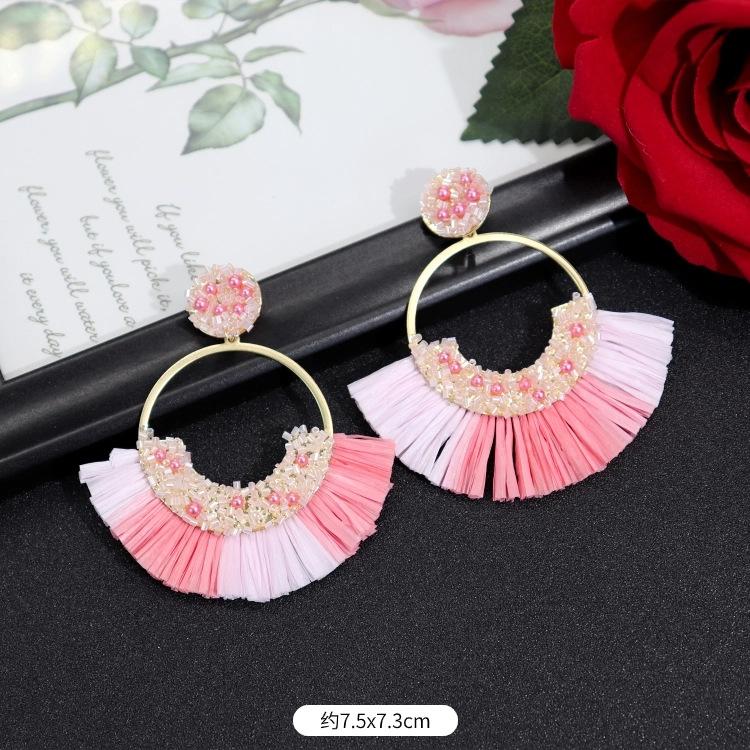 Vintage Urlaubs Rattan Bast Ohrstecker Weiblichkeit Strand Ohrringe personalisierte Ohrringe handgemachte Ohrringe