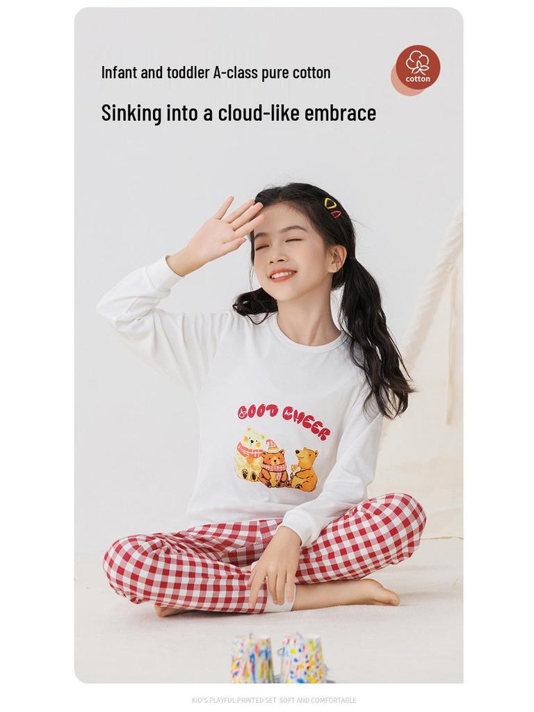 New Arrival: Class A Pure Cotton Autumn Clothes & Trousers Set for Boys & Girls - Warm Underwear for Teens