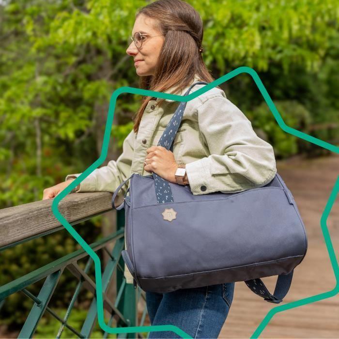 Badabulle sac à langer pocketstyle - plan à langer, housse isotherme, pochette, attaches-poussette inclus, bleu