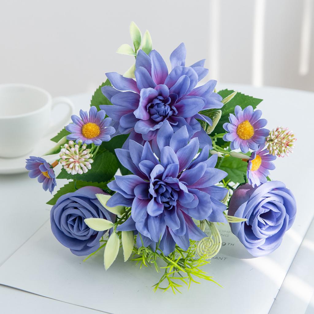 Artificial Flowers High Quality Silk dahlia Rose Festival Wreath Home Room Floral Arrangement Decoration Wedding arch diy gift