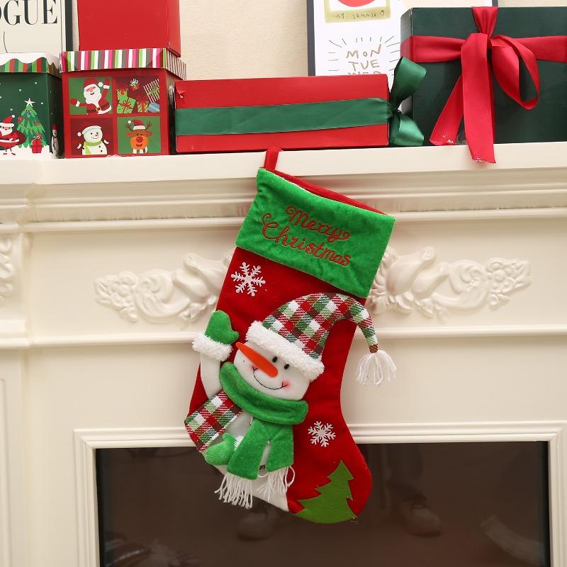 Children's Cartoon Style Christmas Stockings Christmas Tree Pendant Decoration Shopping Mall Family Scene Arrangement Props Gift Bag