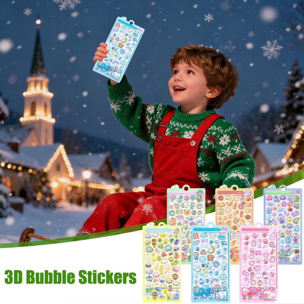 6pcs DIY Fun Animal Embossed Crystal Stickers 3D Raised Texture For Kids Classroom Reward Journal School Planner Scrapbook Diary