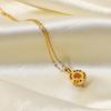 Fashion Trendy Gold Plated Stainless Steel Link Chain Necklace with Zircon Pendants for Women Party Occasions