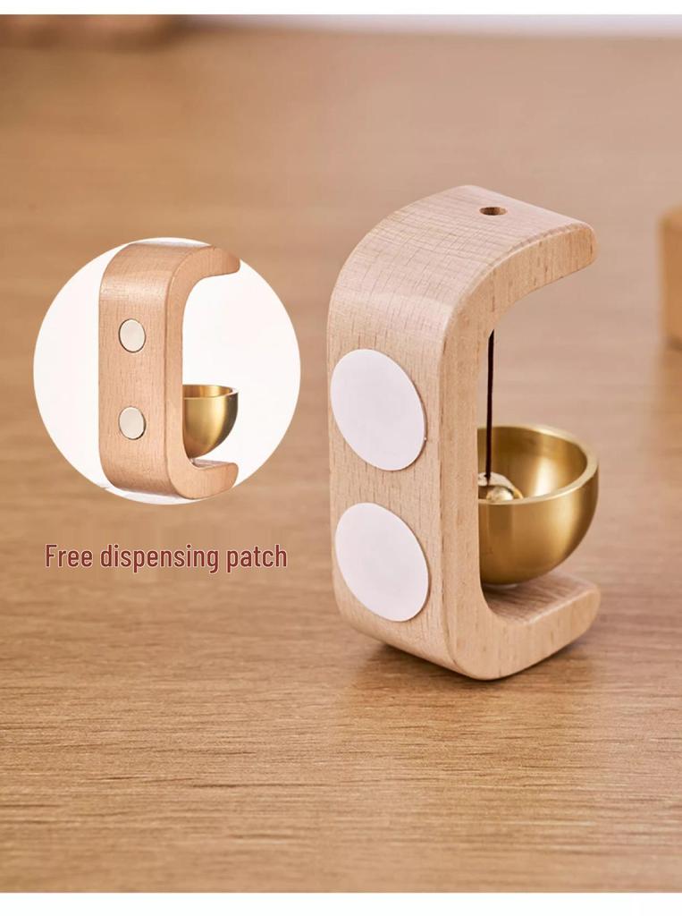 Japanese-Style Solid Wood Doorbell with Suction Cup - Entry Alert & Wind Chime Door Hanger