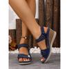Sandali Estivi da Donna con Tacco Alto, Scarpe Zeppa Morbide con Cinturino Magico, Scarpe Piatte Casual Aperte Comode e Morbide, Adatte per Viaggi, Campeggio
