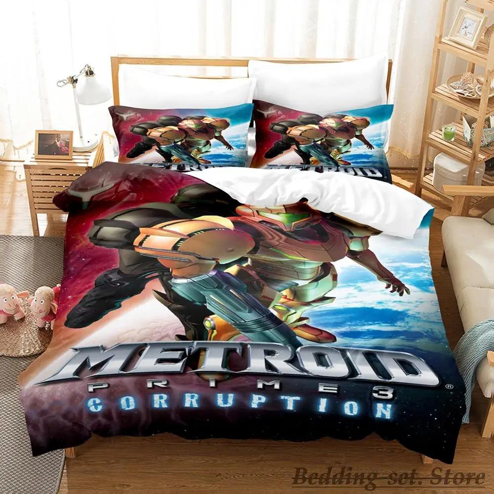 Metroid Prime Bettwäscheset Einzelbett Twin Full Queen King Size Bettset Erwachsener Kind Schlafzimmer Bettbezugsets Spiel parure de lit Bett
