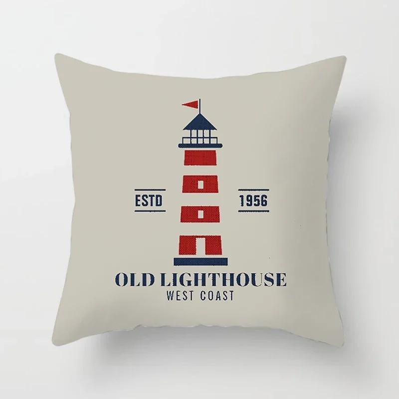 Home Decor Compass Anchor Pillow Cover Blue Mediterranean Cushion Gift Sofa Office Accessory Ornament 45x45cm