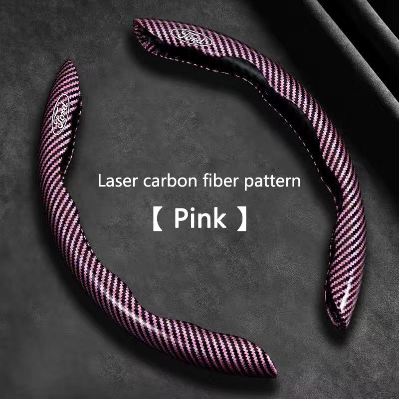 YXVM3 2PCS Car Steering Wheel Covers Universal Carbon Fiber Looking For Ford Focus MK2 MK3 Fiesta MK7 Ranger Mondeo MK4 S-MAX