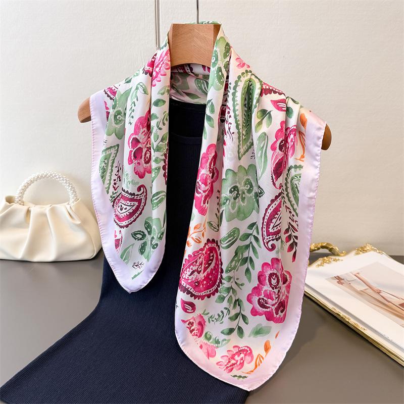 2026 New Paisley Printed Square Scarf For Women Stylish Soft Satin Scarves Bandanas Luxury Hijab Neckerchief Elegant Shawl Wraps