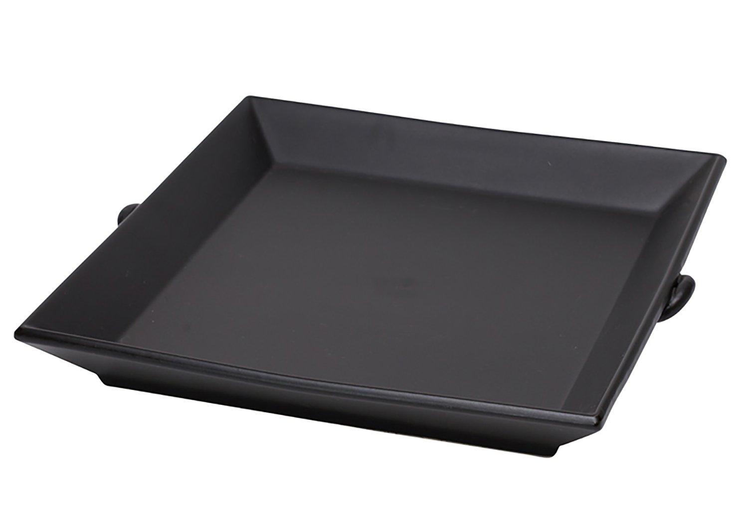 

Banko open square ceramic black ware, flame, hand-painted plate, 27-562