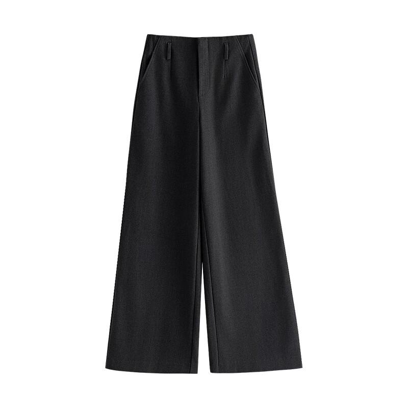 Women's Wool Blend Relaxed Wide-Leg Trousers