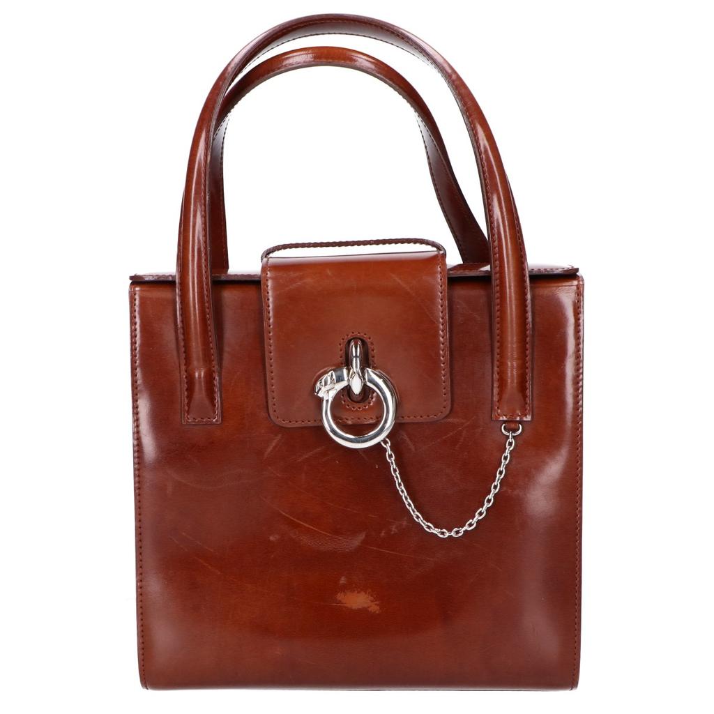 Cartier PANTHERE Vintage Leather Handbag BrownUsed