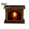 Mini Model House Furnishings Retro Simulated Fireplace Night Light, LED Flickering Flame Lamp, Cozy Atmosphere Miniature Scenes Accessories Lights for