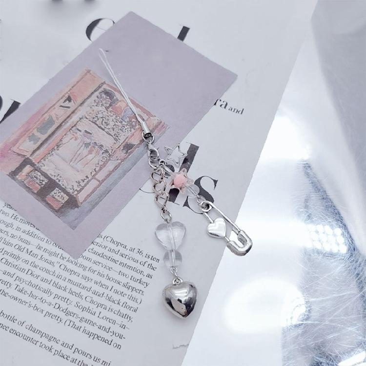 DIY Crystal Heart Phone Strap with Cute Bowknot Wing Heart Phone Strap Keychain