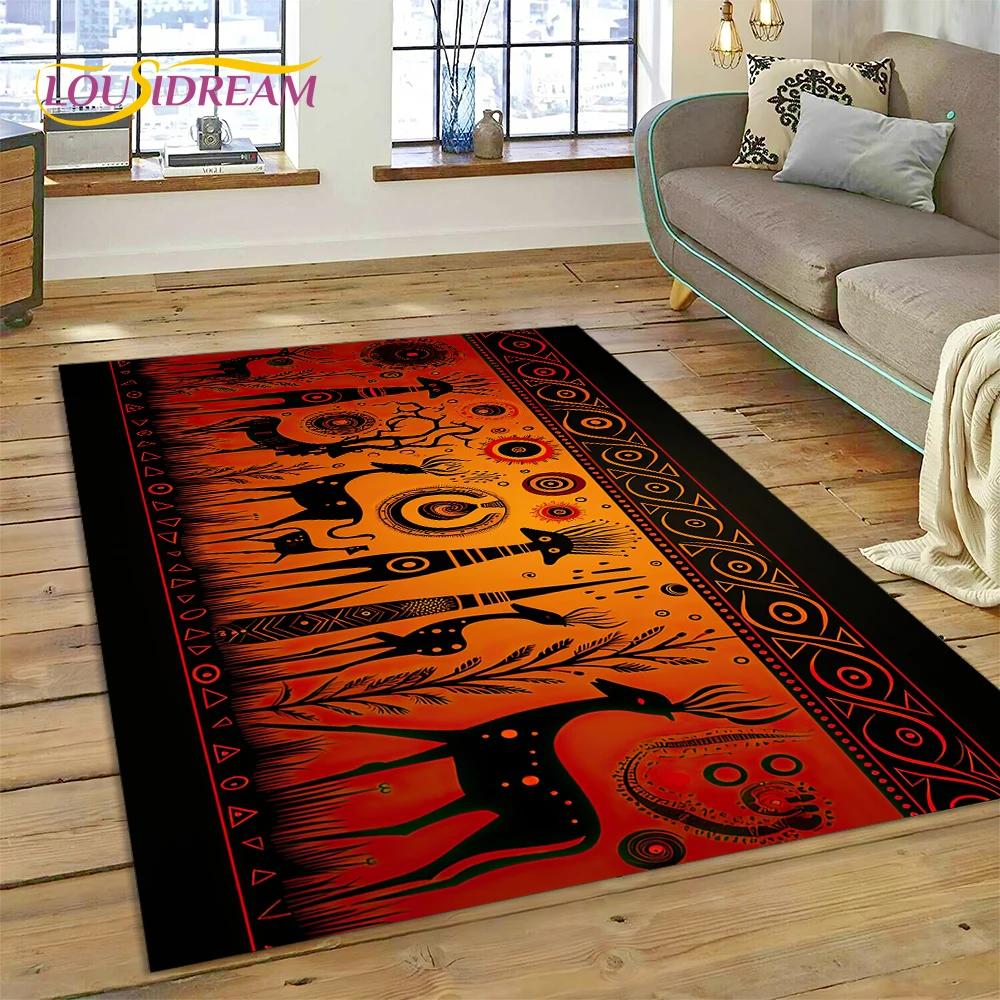 Cartoon Africa Ethiopian Custom Painting Art Carpet Rug for Bedroom Living Room Home Sofa Decoration,kids Large Decor Floor Mat
