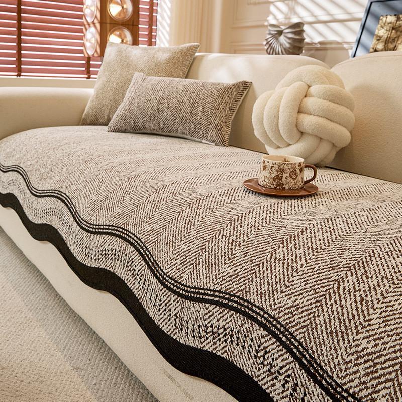 1pcs Wave Shape Chenille Sofa Cover Modern Durable Straight Row Seat Cushion Living Room Dustproof Non Slip Furniture Towel