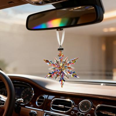 Faux Crystal Snowflake Ornament Sparkly Clear Faceted Snowflake Christmas Tree Ornament for Winter Wonderland Decoration