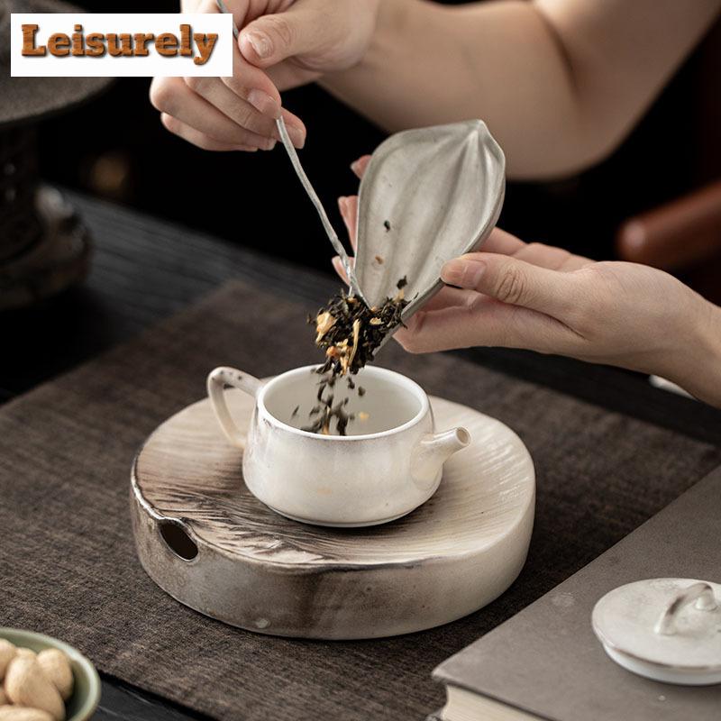 100ML Ink Painting Zhiye Roasting Stone Scoop Teapot Antique Tea Infuser Pot Tea Brewing Kettle With Strainer Tea Services Gift