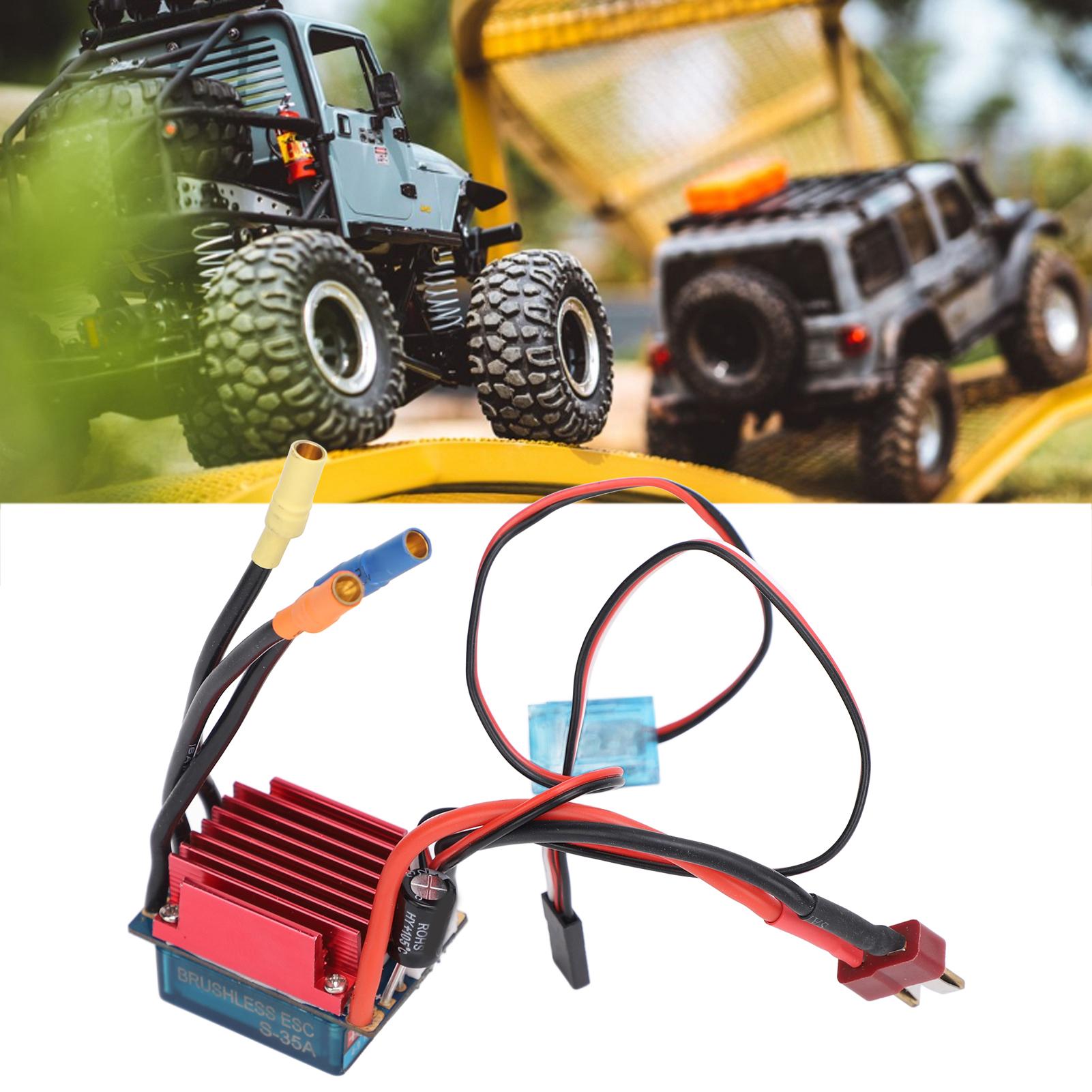 

RC Brushless ESC Waterproof Sensorless Electric Speed Controller for 1/16 1/18 RC Cars Boats 35A