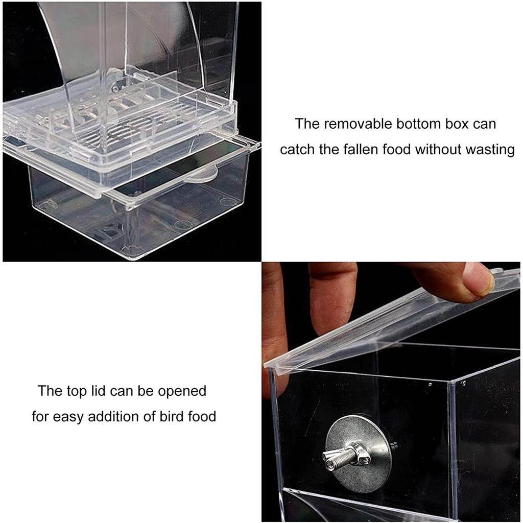 Bird Feeders Automatic Parrot Feeder Drinker Acrylic Seed Food Container Cage Accessories For Small And Medium Parakeets