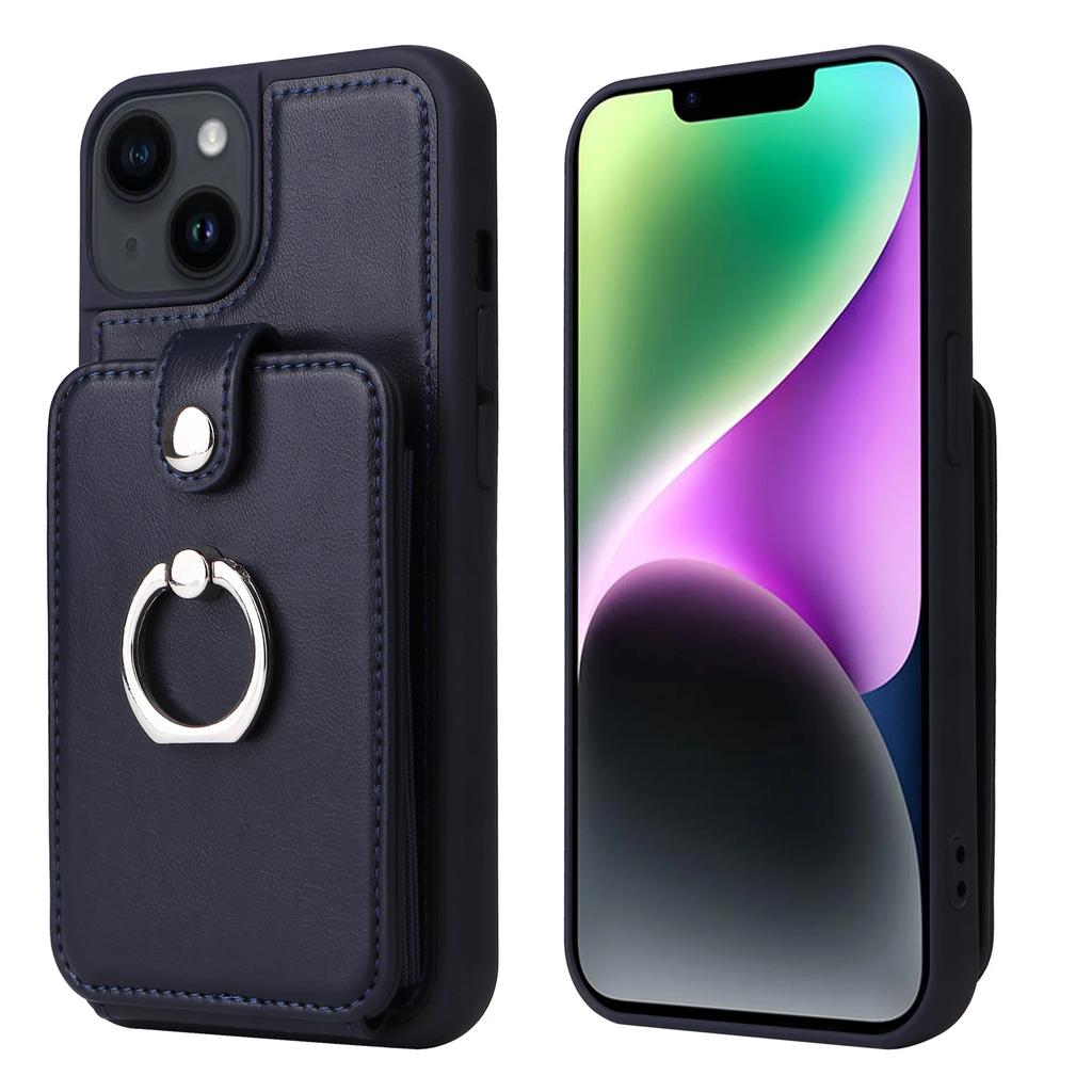Ring Holder Wallet Leather Card Solt Phone Case for IPhone 16 Pro Max 15 Plus 14 13 12 11 XR XS 8 7 Protective Shockproof Cover
