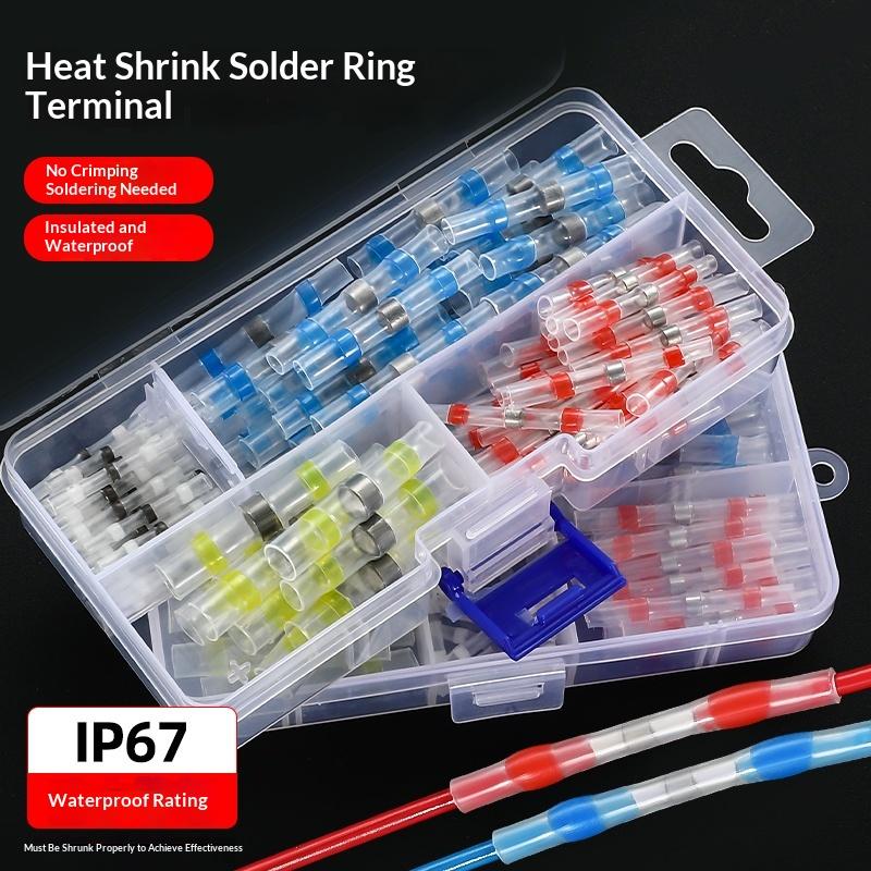 50/70/100 st Elektrisk Koppartejp Lödstrumpa Vattentät Lödningstätning Tennring Värmekrympande Stumtrådskontakt Terminal