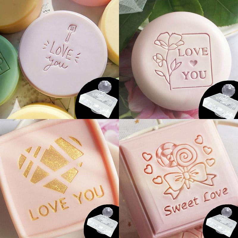 Custom Personalised Love Thank You Soap Stamp Mini Clear Sealing Seal Mold For Diy Handmade Soap Making Supplies Kits Tools