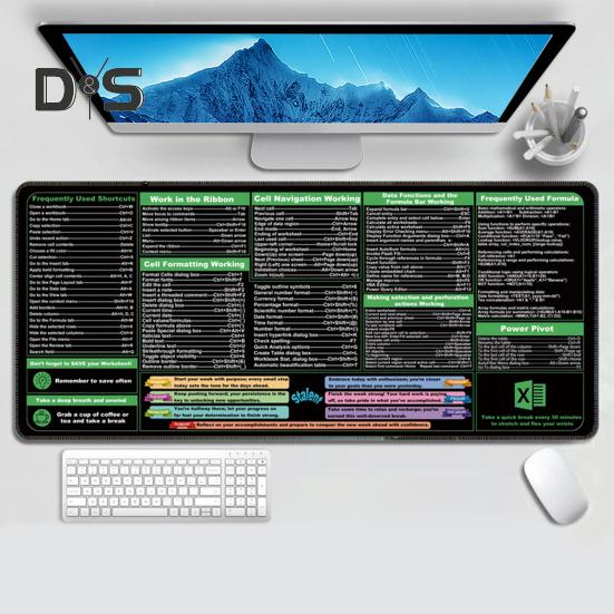 Alfombrilla de ratón grande para ordenador, 40 x 90 cm, portátil, impermeable, para oficina, PowerPoint, Excel, Word, teclas de acceso directo, alfombrilla de escritorio antideslizante, accesorios para PC