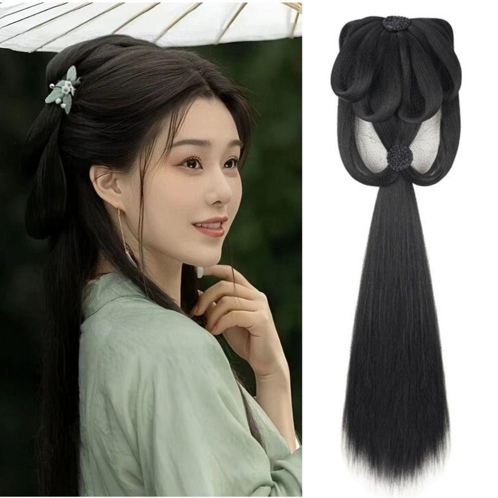 Faules Kostüm Perücke Damen Hanfu Perücken Lang Gerade Hanfu Perücke Stirnband Chinesische Antike Perücke Fotografie