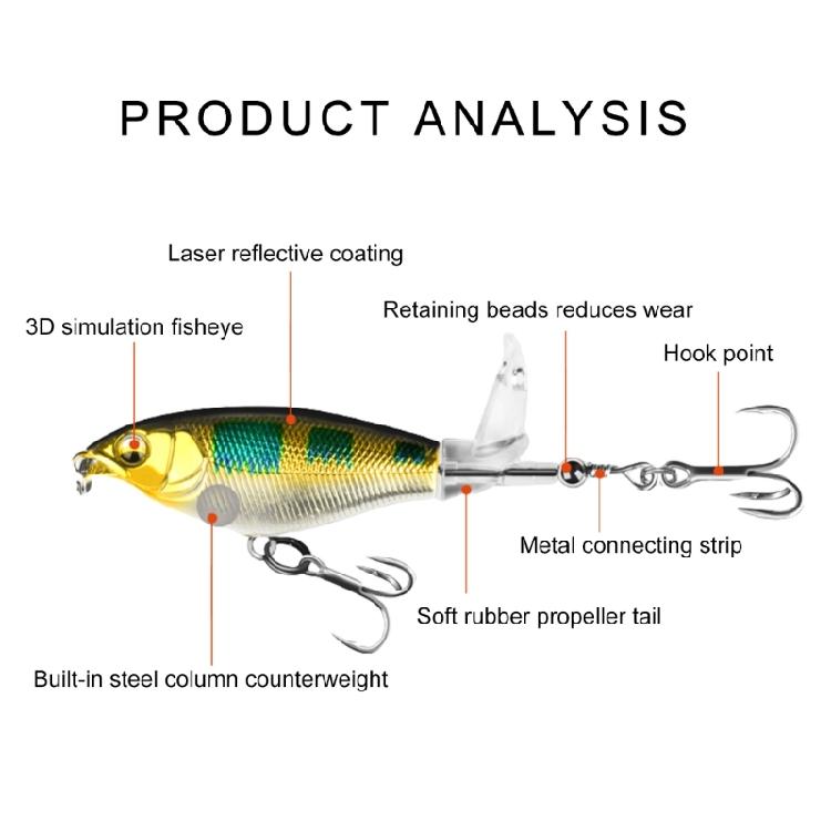 5Pcs Floating Propeller Lure Topwater Fishing Lures Hard Baits Propeller Noise Baits Outdoor Fishing Accessories