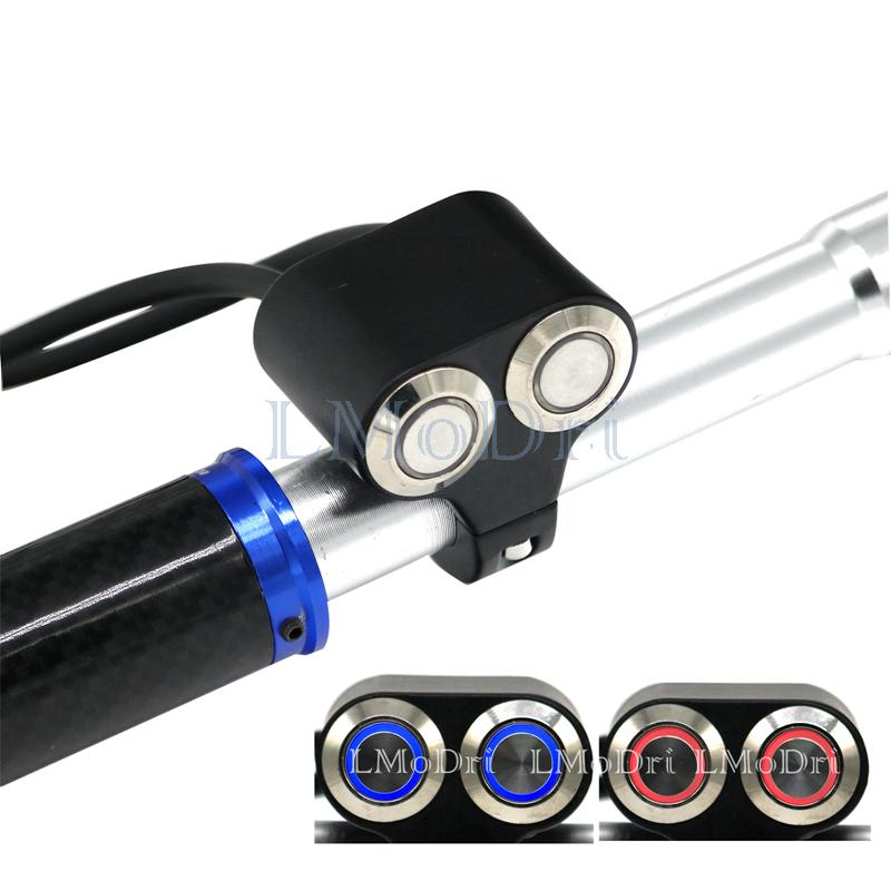 LMoDri 22mm Handlebar Motorcycle Switches ATV Scooter Headlight Hazard Brake Fog Light Switch ON-OFF Aluminum With Indicator DIY