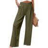 Women's Casual Fashion Wide Leg Pants High Waist Long Wide Leg Pants Button Long Pants With Pockets Casual Pants