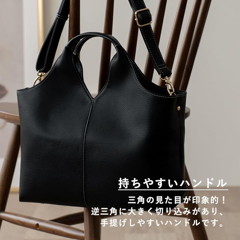 [VITAFELICE] Vita Felice triangle handle 2way tote bag ladies inb-10138p (black)