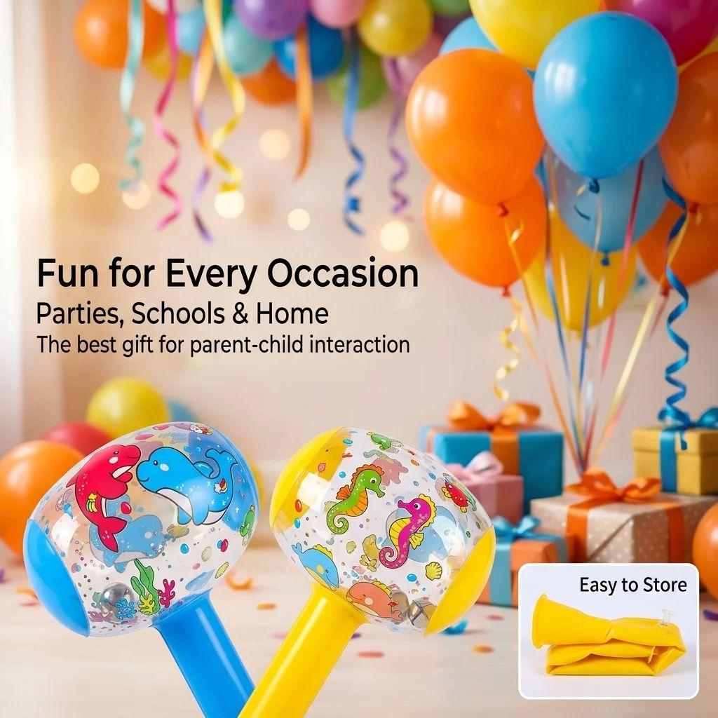Cute 3D Cartoon Animal Inflatable Hammer With Bell Summer Beach Swimming Pool Party Supply Pinata Filler Goodie Bag Kids Present