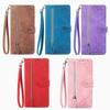 Embossing Flower Card Slots Flip Wallet Zipper Leather Case For iPhone 15 14 Plus 13 12 11 Pro Max for Samsung S24 S23 S22 S21 S20 Ultra Plus A15 A25