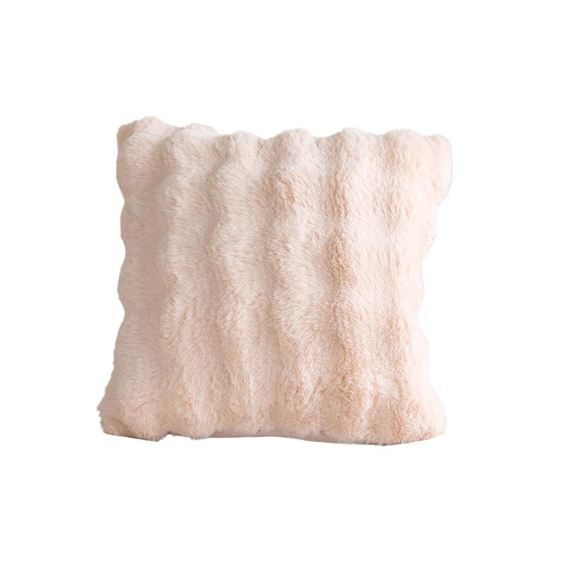Winter Sofa Imitation Rabbit Fur Bubble Velvet Pillow Solid Color Home Bedroom Model Room Decorative Pillow Case