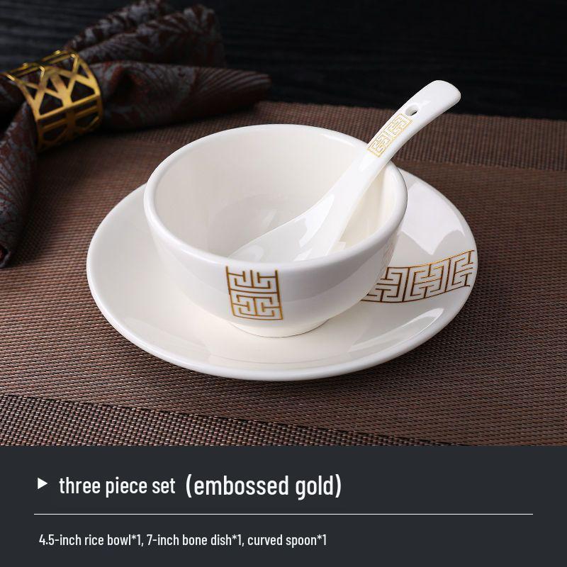 Luxury Three-Piece Hotel Tableware Set: Plates, Bowls, and Cups for Hotels, Restaurants, or Home.