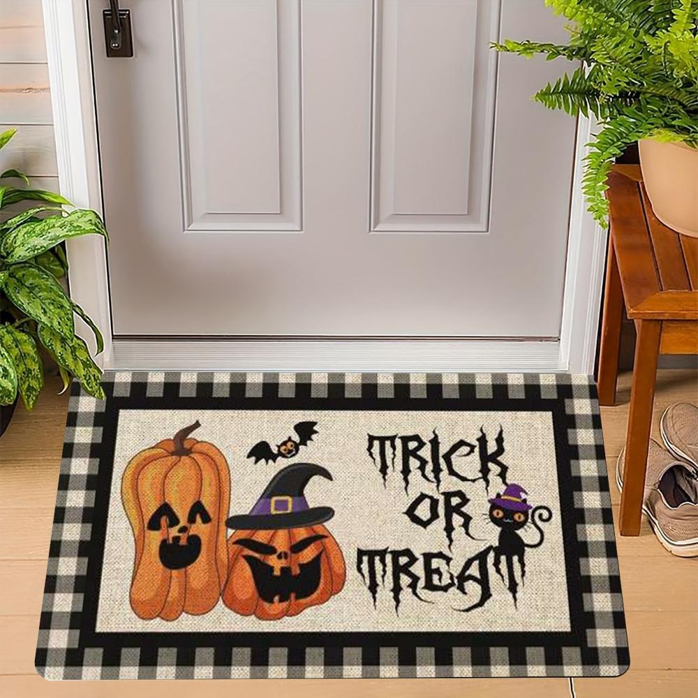 

Fun Halloween Cartoon Non-Slip Indoor Carpet Rug Door Mat - Pumpkin Ghost Witch Cat Festive Home Decoration Welcome Mat 40X60CM
