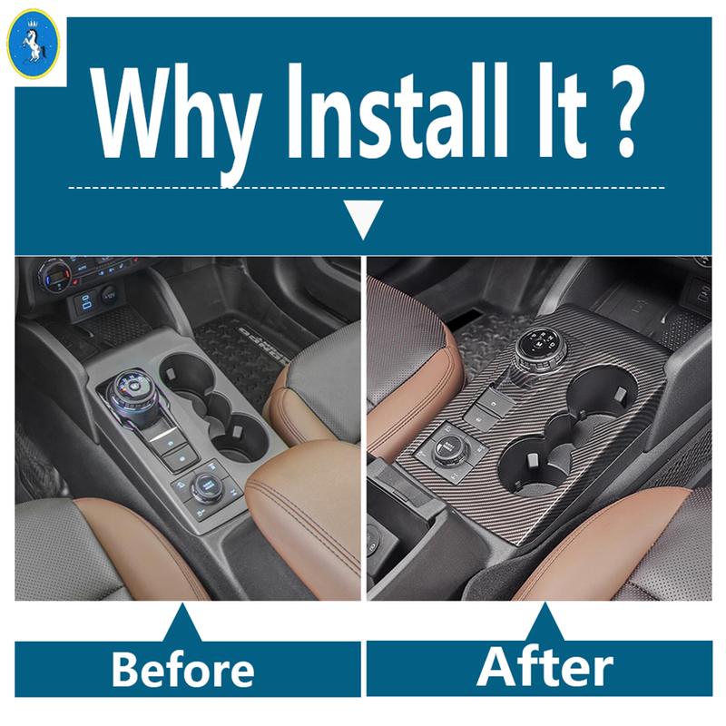 ABS Black Center Control Gear Shift Panle Front Water Cup Holder Cover For Ford Bronco Sport - 2025 Car Accessories