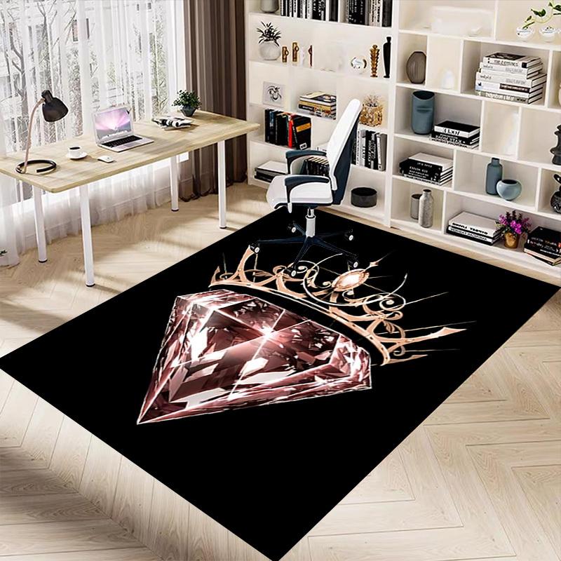 1PC Diamond Crown Extra Large Non Slip Floor carpet, Office, family, bedroom Large Area Rug Indoor Rugs, Vibrant Colors
