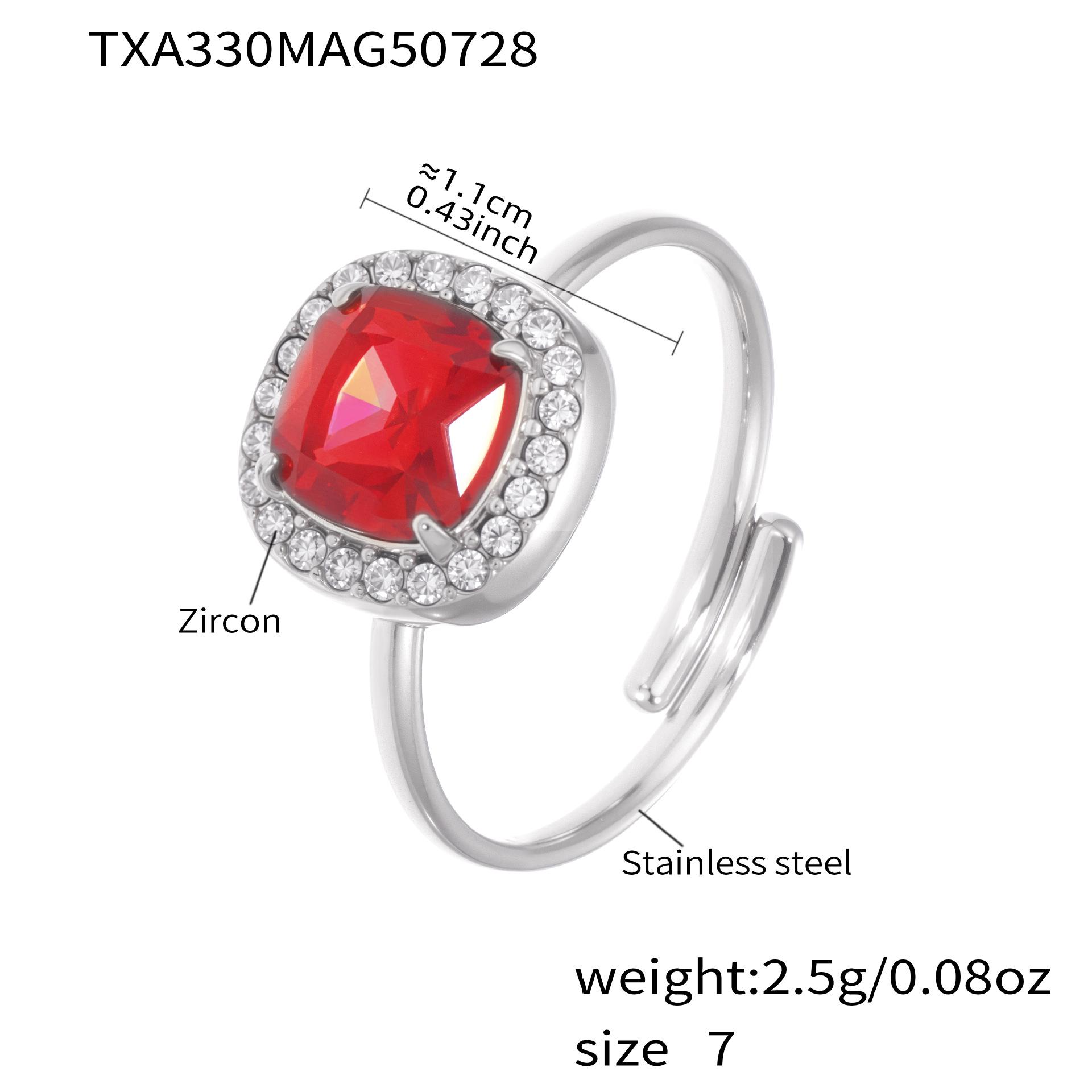 Qiong Yao Luxury Zirconia Jewelry Set: Square Pendant Necklace, Ring, Earrings in High-End Stainless Steel.