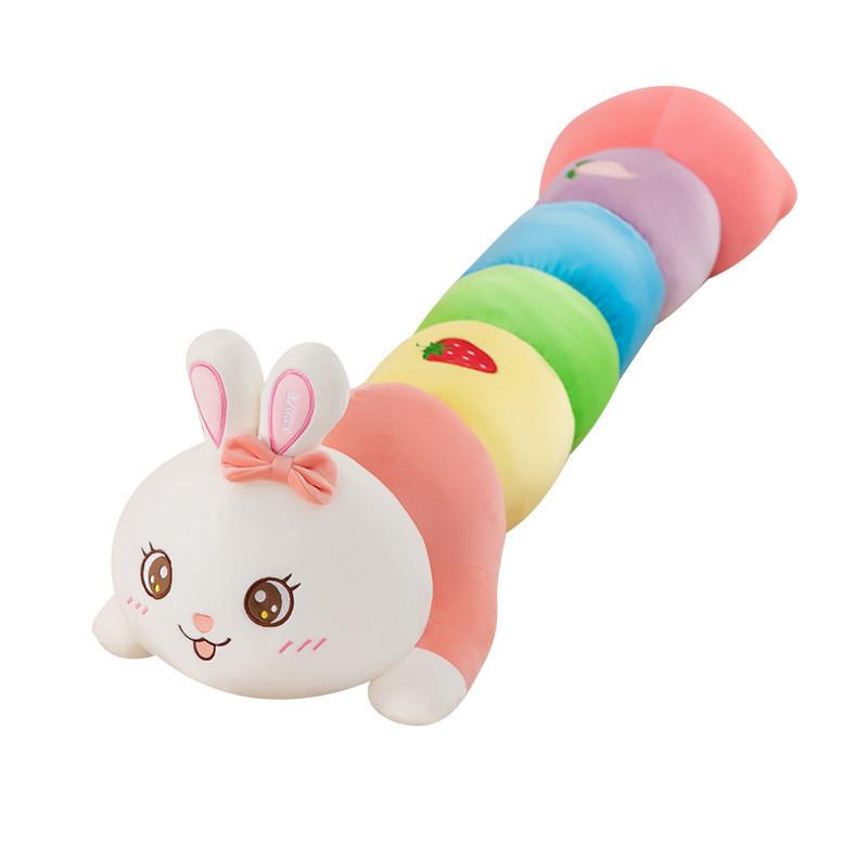 

Cute Rainbow Long Plush Bunny Pillow For Girls Sleep Comfort 100cm