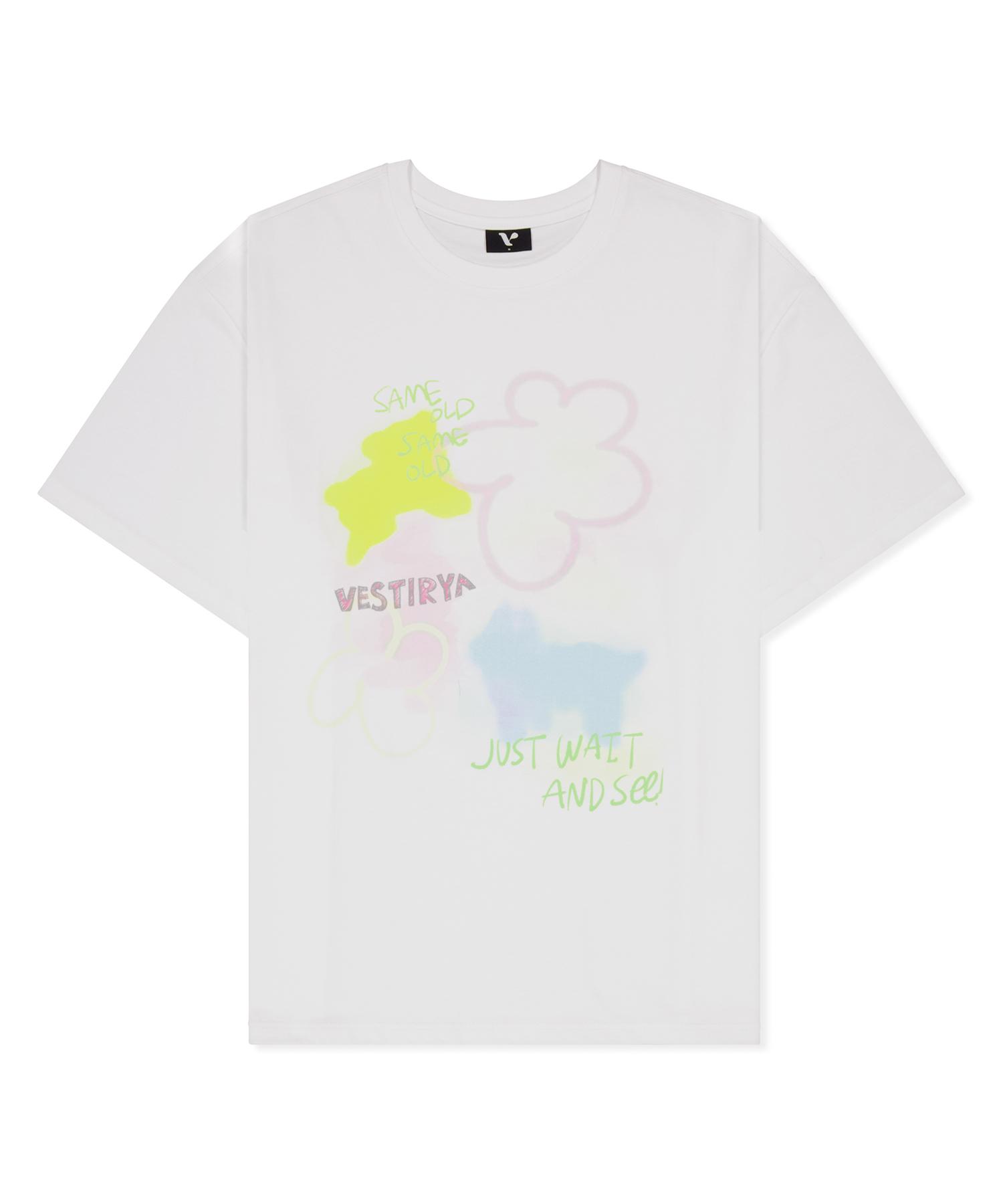 Bestiria Hand Sketch Over Fit T-Shirts White M