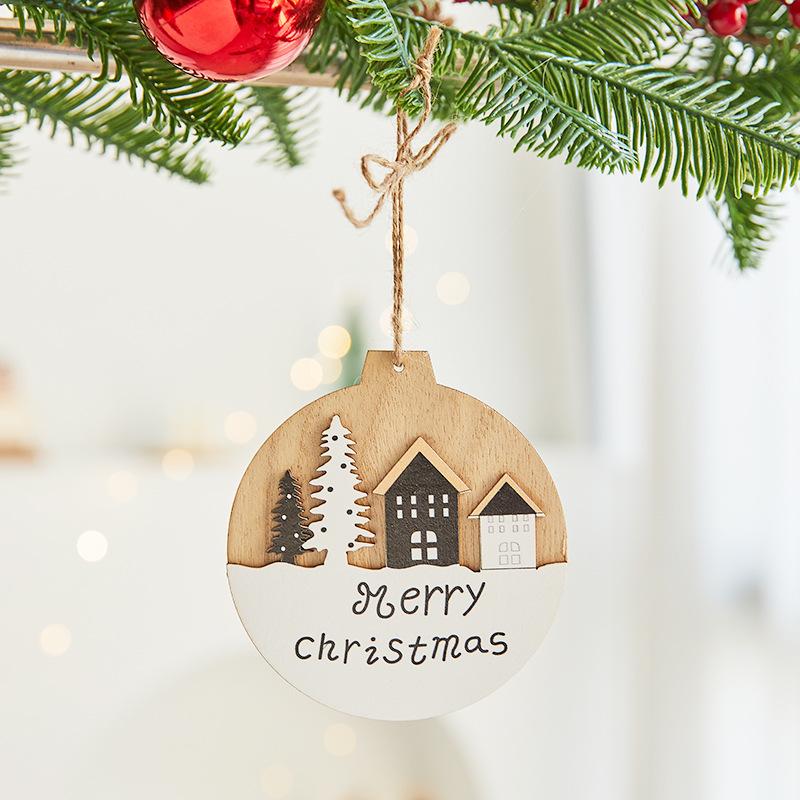 Nordic Wooden Christmas Ornaments: Cartoon Santa Claus & Snowman Pendants