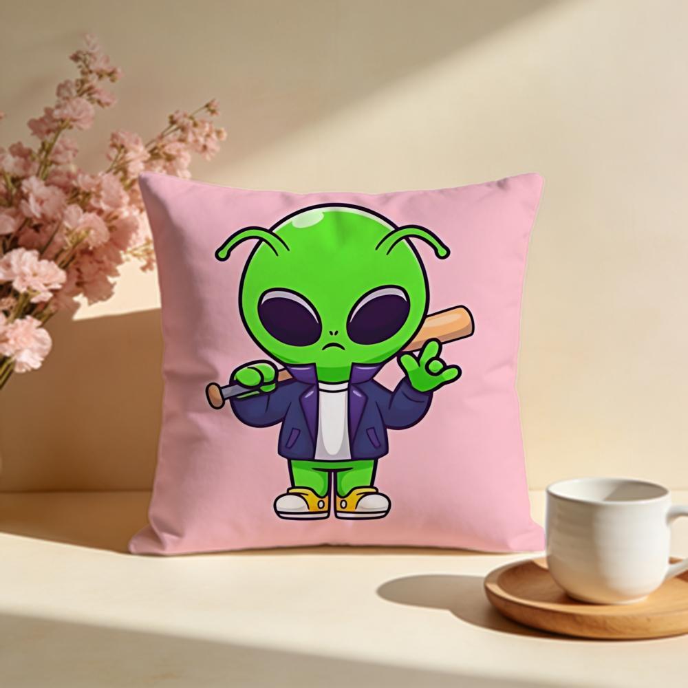 Wacky Silly Alien Cushion Cover Soft Pillow Cases for Home Bedroom Living Room Sofa