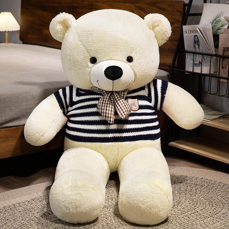 New 100cm Giant Dressed Sweater Bear Bowknot Multiple Color Options Plush Animals Dolls Super Soft Baby Soothing Toys Gift Decor