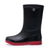 Men's Medium Tube Rain Shoes Non-slip and Waterproof Fashion Rain Boots Fleece Thermal Rubber Shoes Kitchen Medium Tube Water Shoe Cover Shoes Fashion