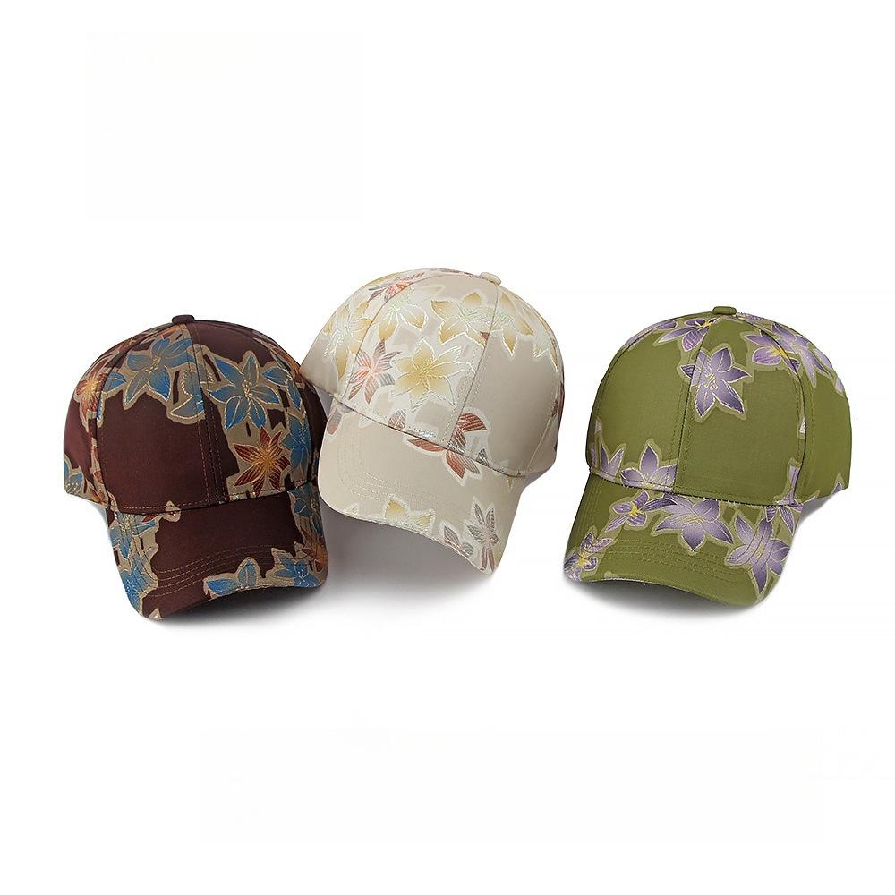 Women’s Ethnic Floral Jacquard Baseball Cap, Breathable Summer Sun Hat, Casual Outdoor Duckbill Cap